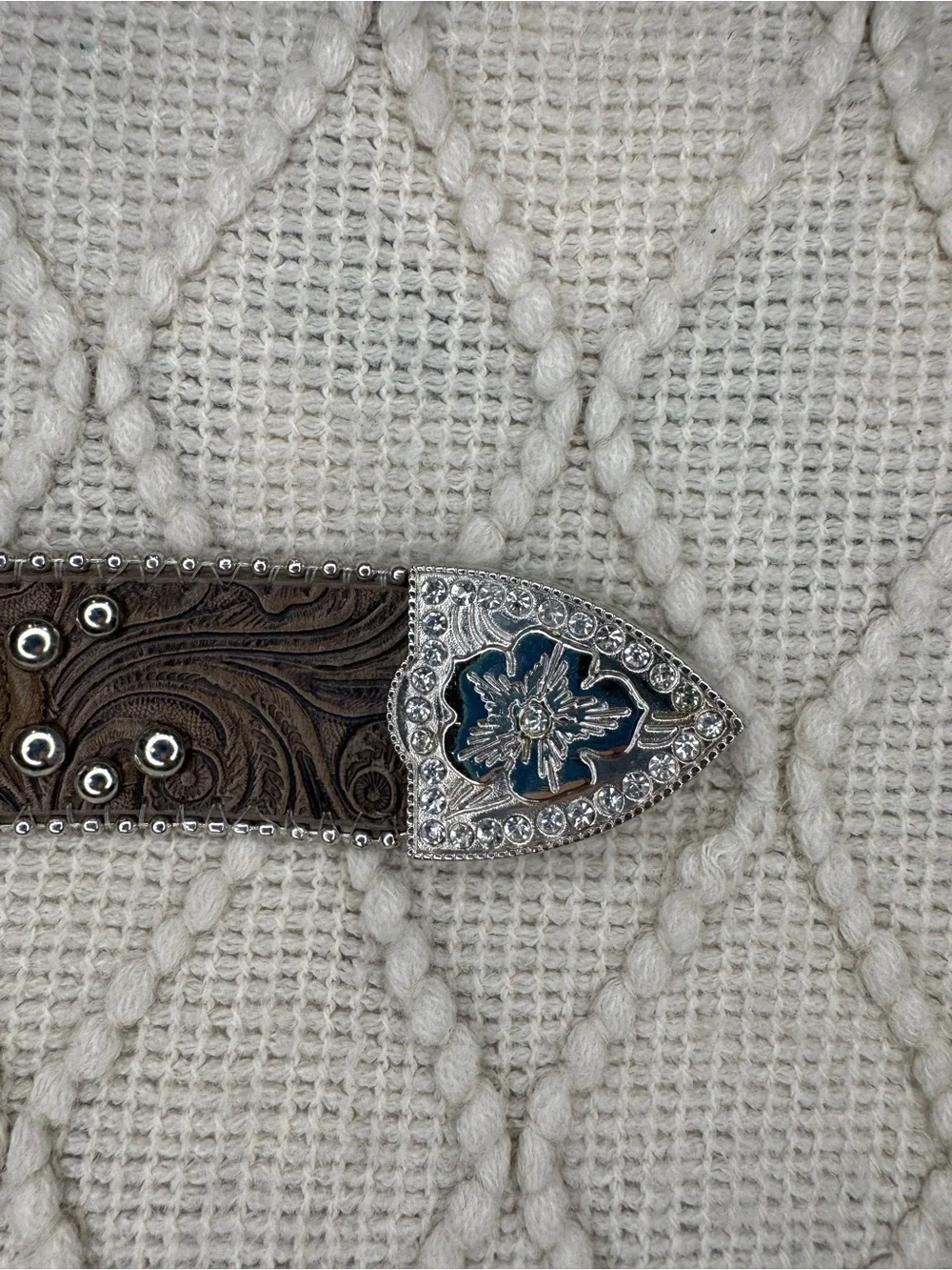 Blazin Roxx N3516602 Western Belt L Brown Rhinestone Concho Cowgirl